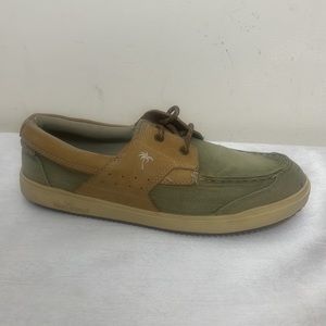 Magaritaville Boat Shoe Tan/Green Sz11 1/2